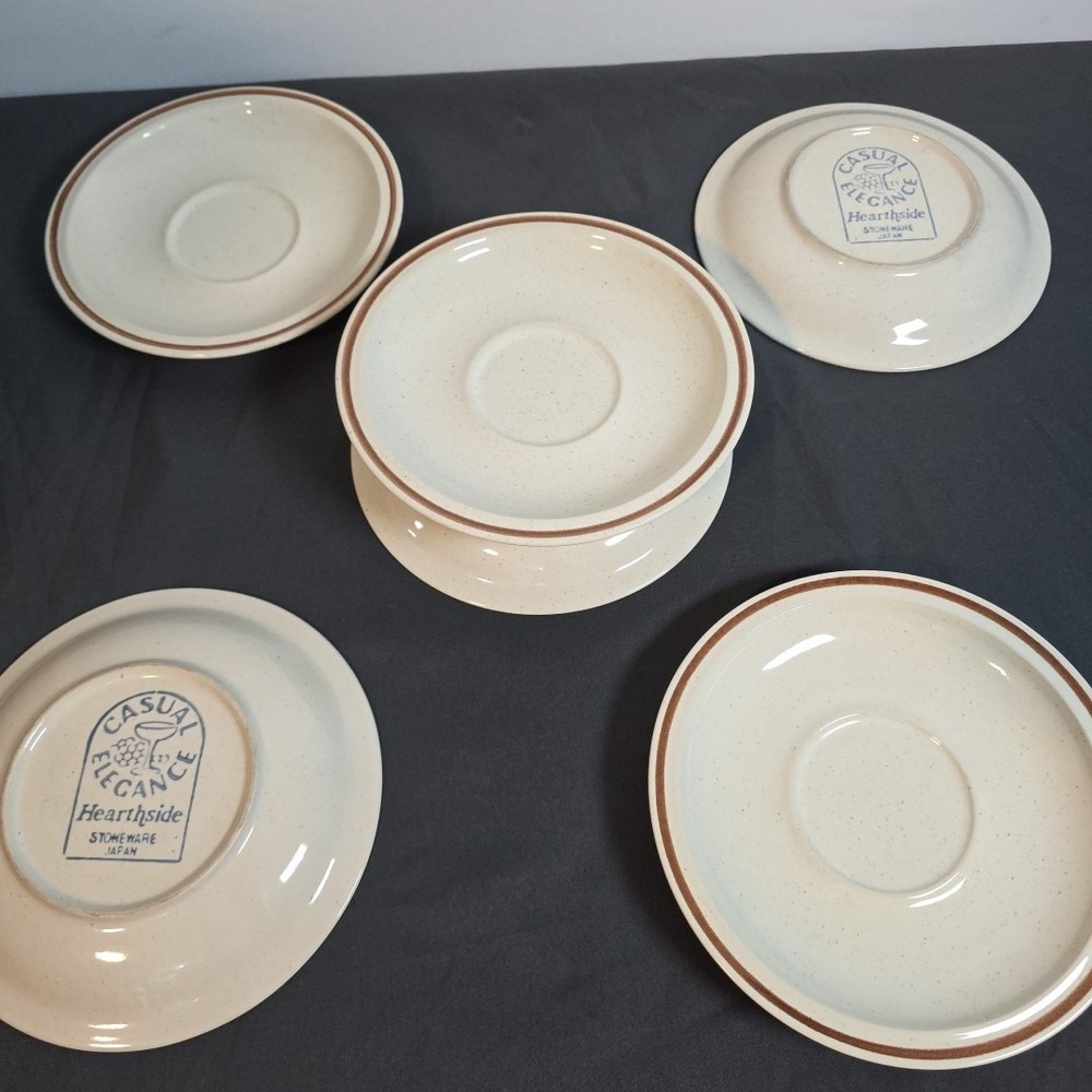 Hearthside Casual Elegance Brown Stripe Stoneware‎ bread plate 6 Pieces